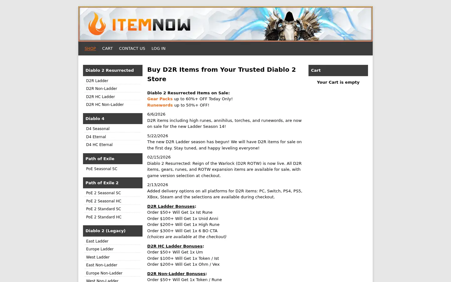 Screenshot of itemnow.com