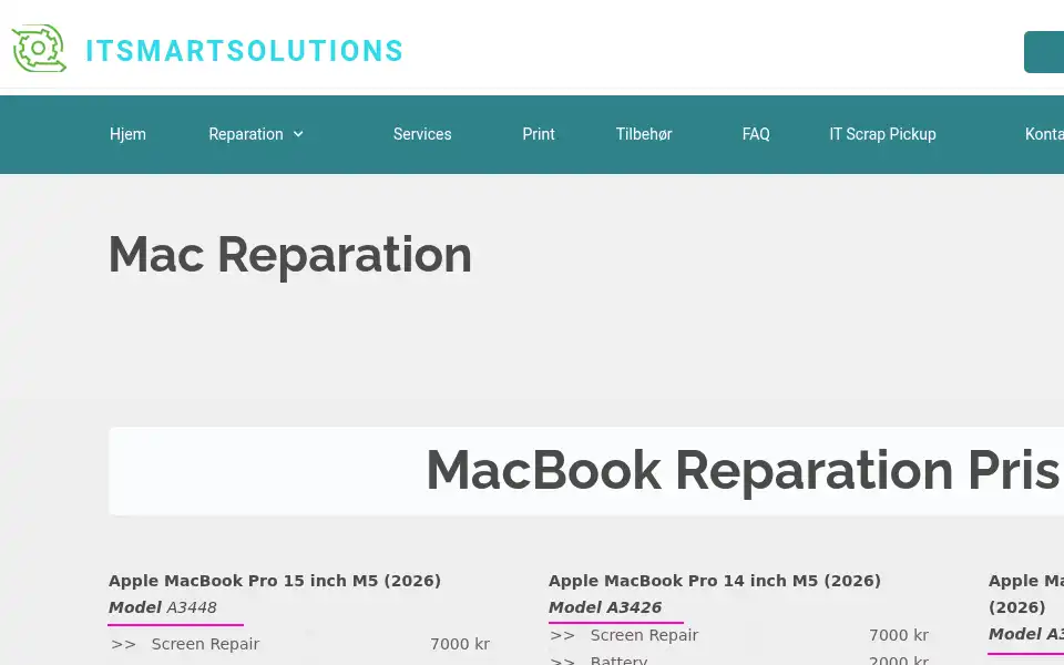 Screenshot of itsmartsolutions.dk