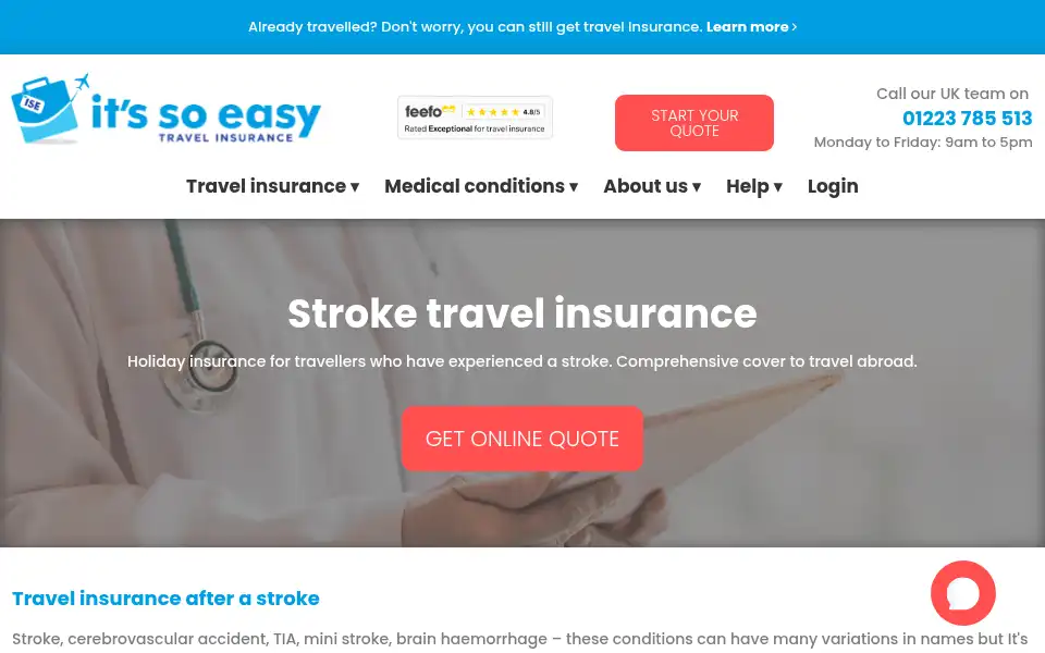 Screenshot of itssoeasytravelinsurance.com