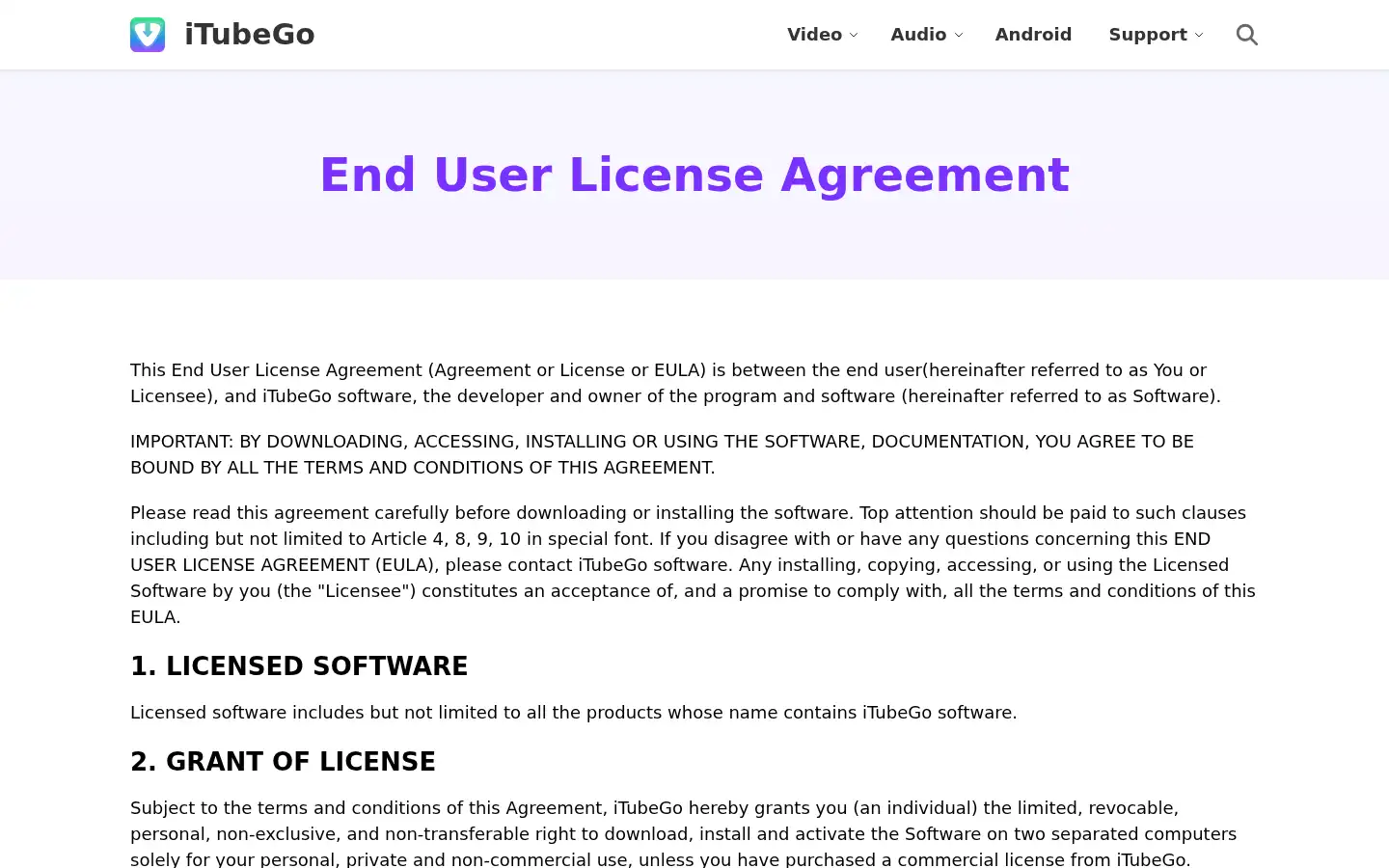 Screenshot of itubego.com