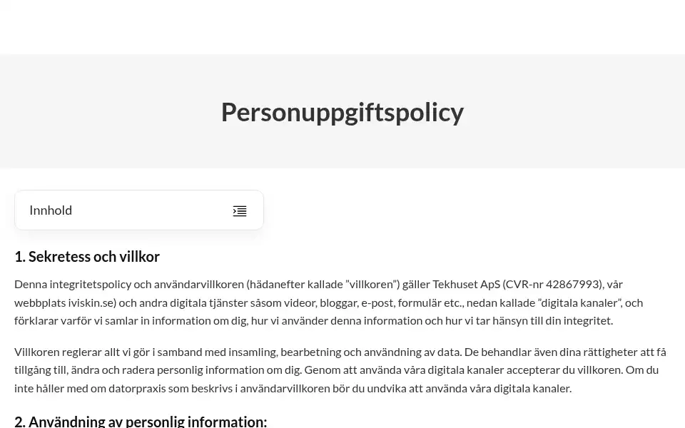 Screenshot of iviskin.se