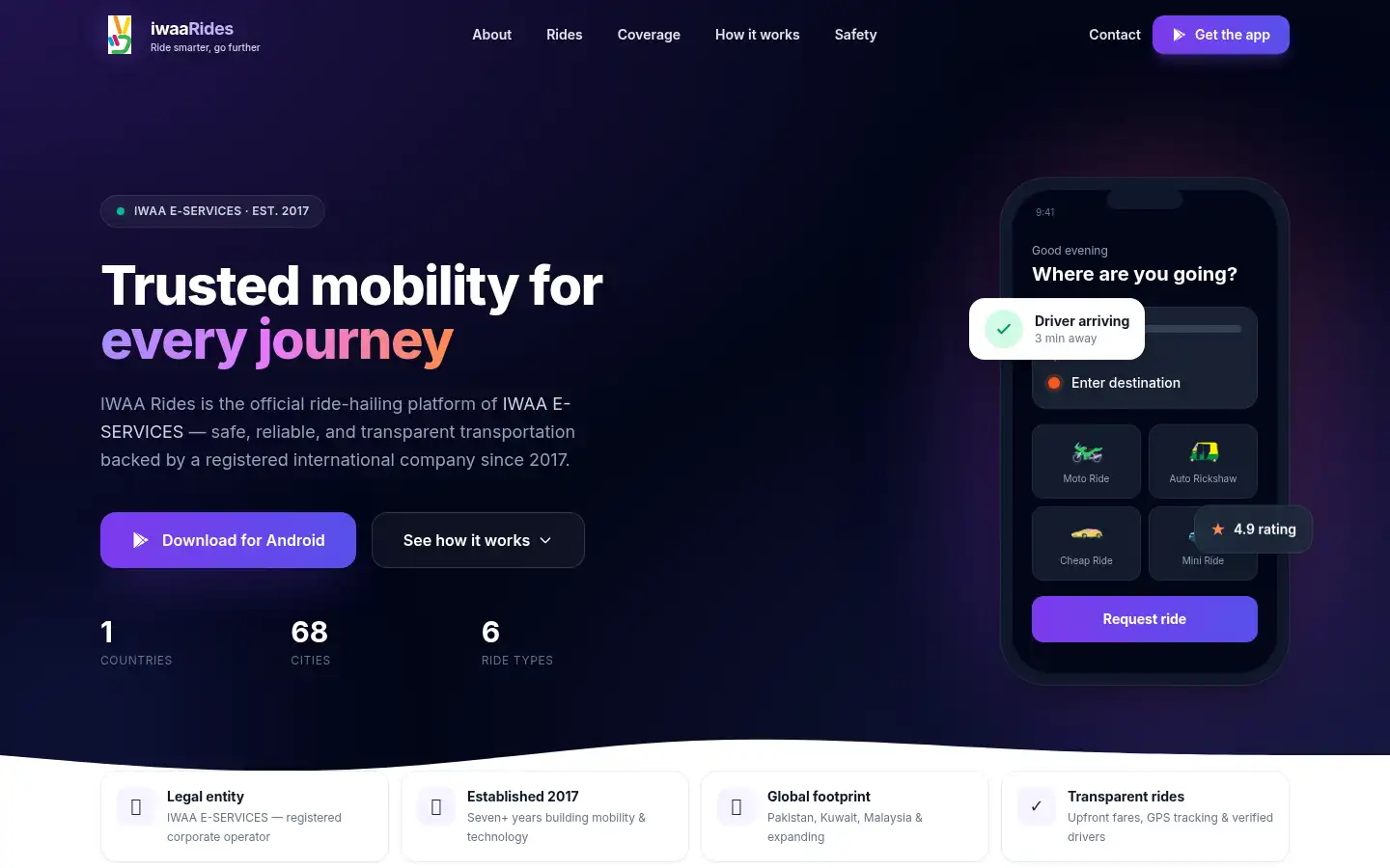 Screenshot of iwaarides.com