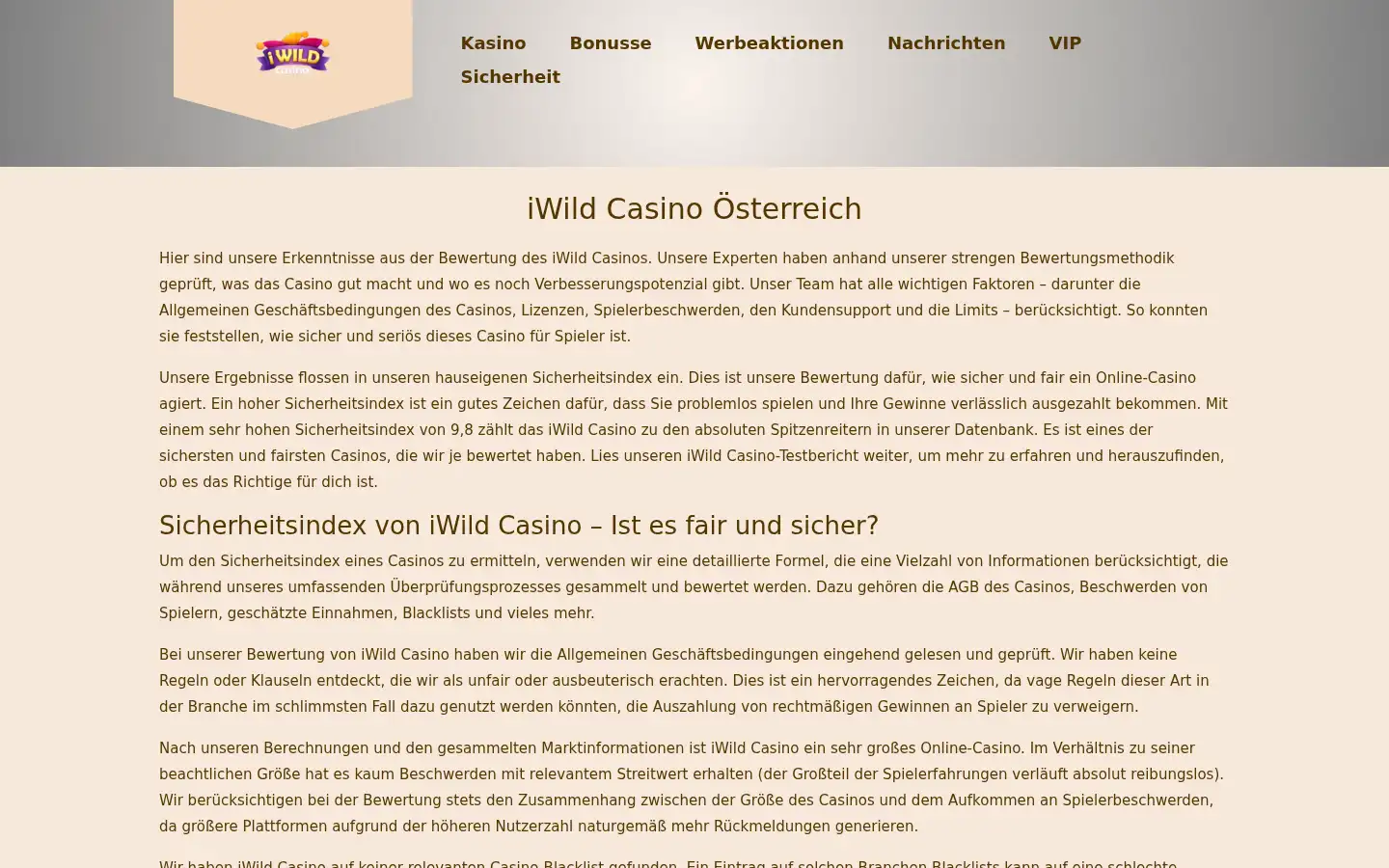Screenshot of iwildcasino.at