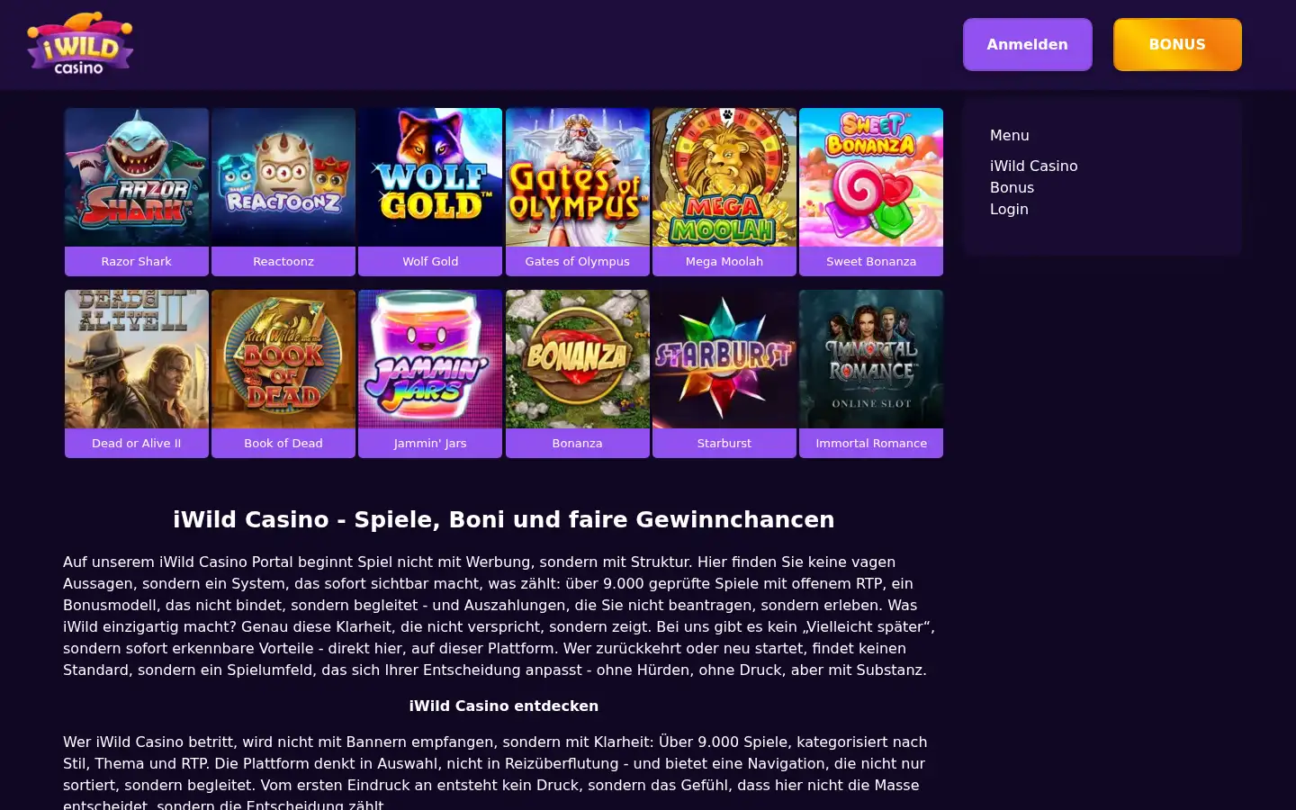 Screenshot of iwildcasino-eu.com