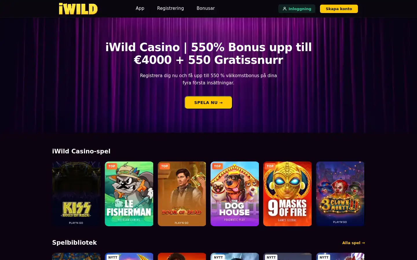 Screenshot of iwildcasino-svensk.com