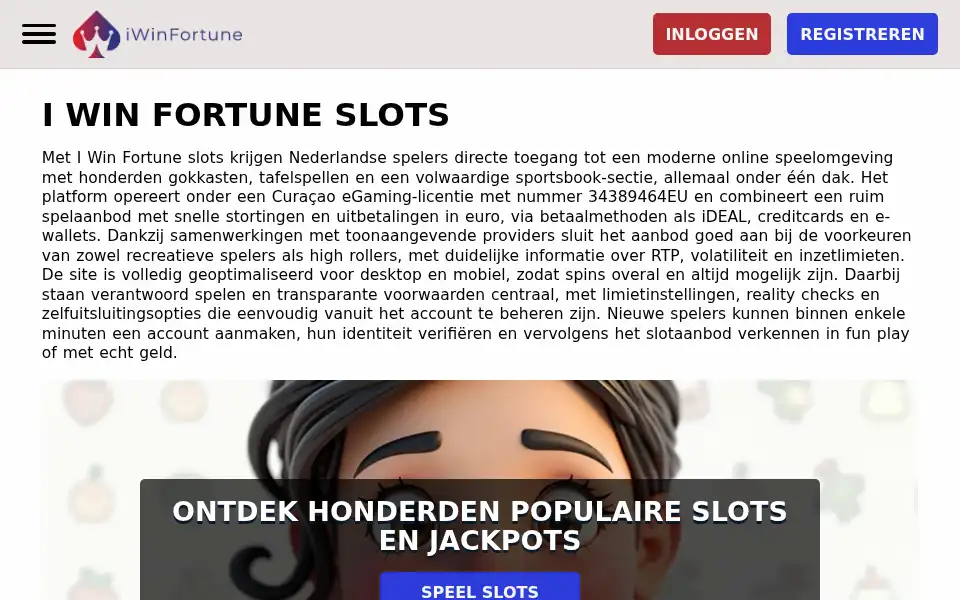 Screenshot of iwinfortune.nl