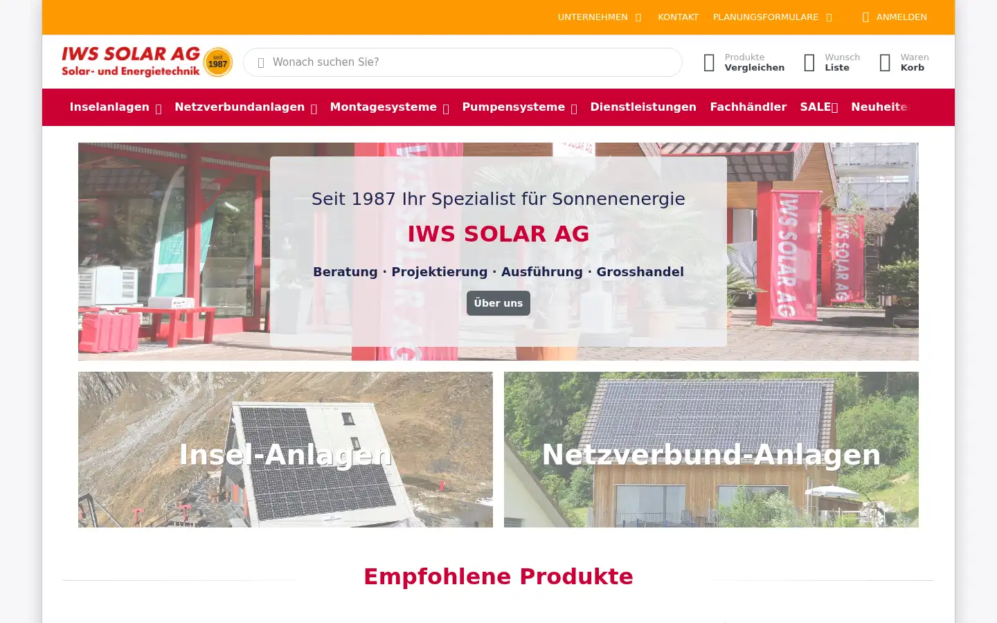 Screenshot of iwssolar.ch