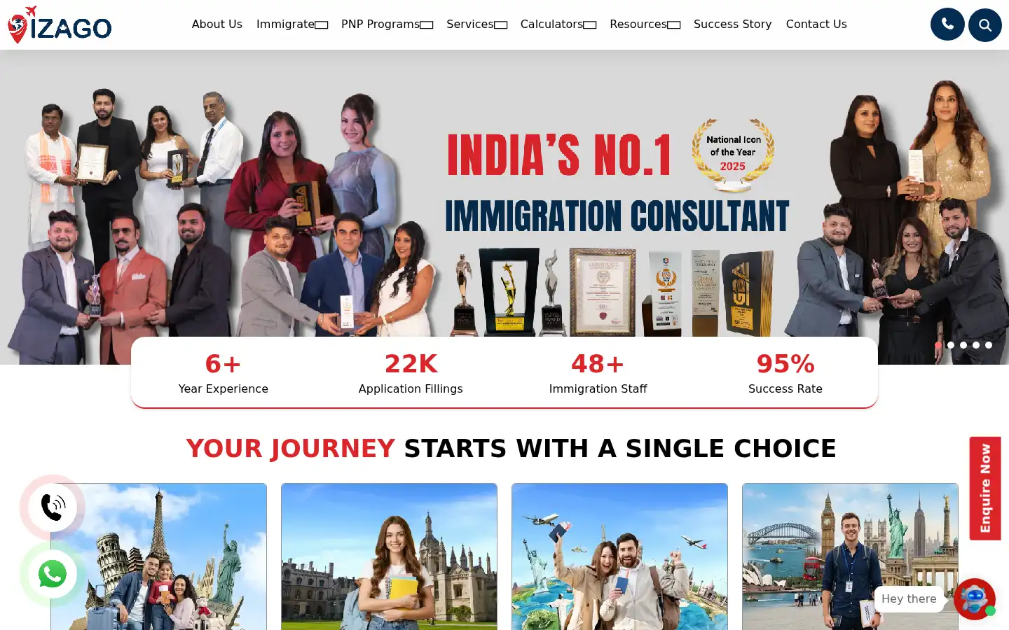 Screenshot of izagoimmigration.com