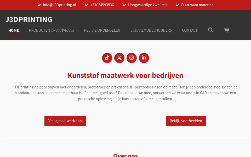 Screenshot of j3dprinting.nl