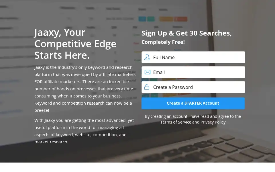 Screenshot of jaaxy.com