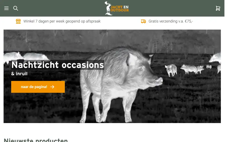 Screenshot of jachtenoutdoor.nl