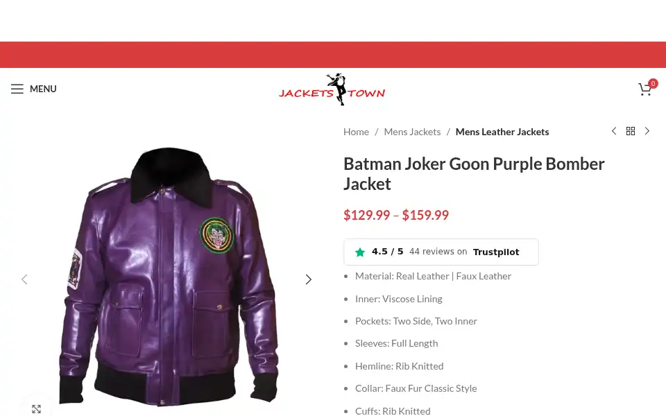 Screenshot of jacketstown.com