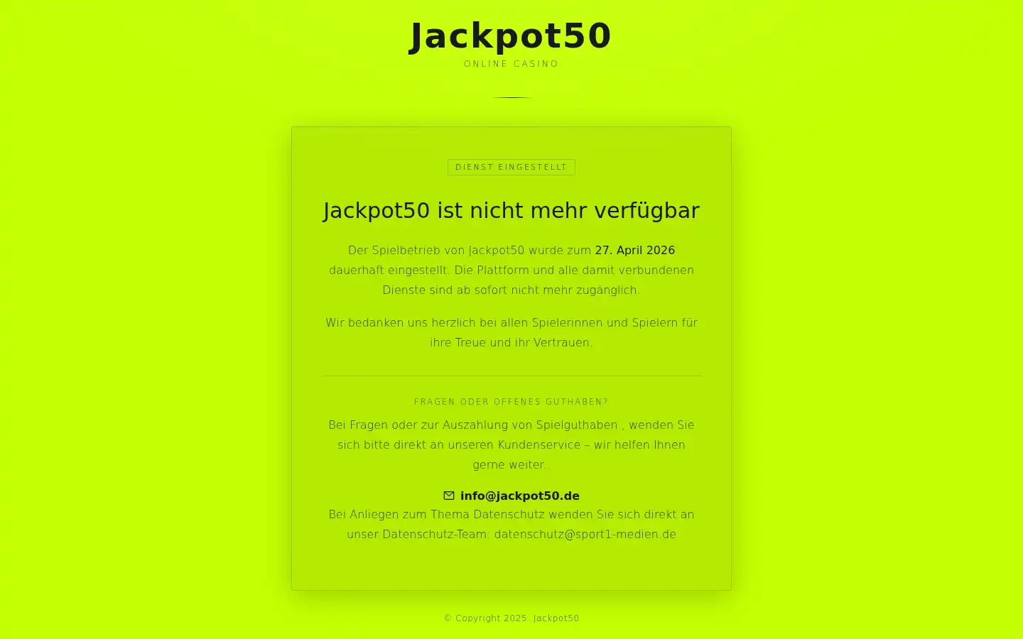 Screenshot of jackpot50.de