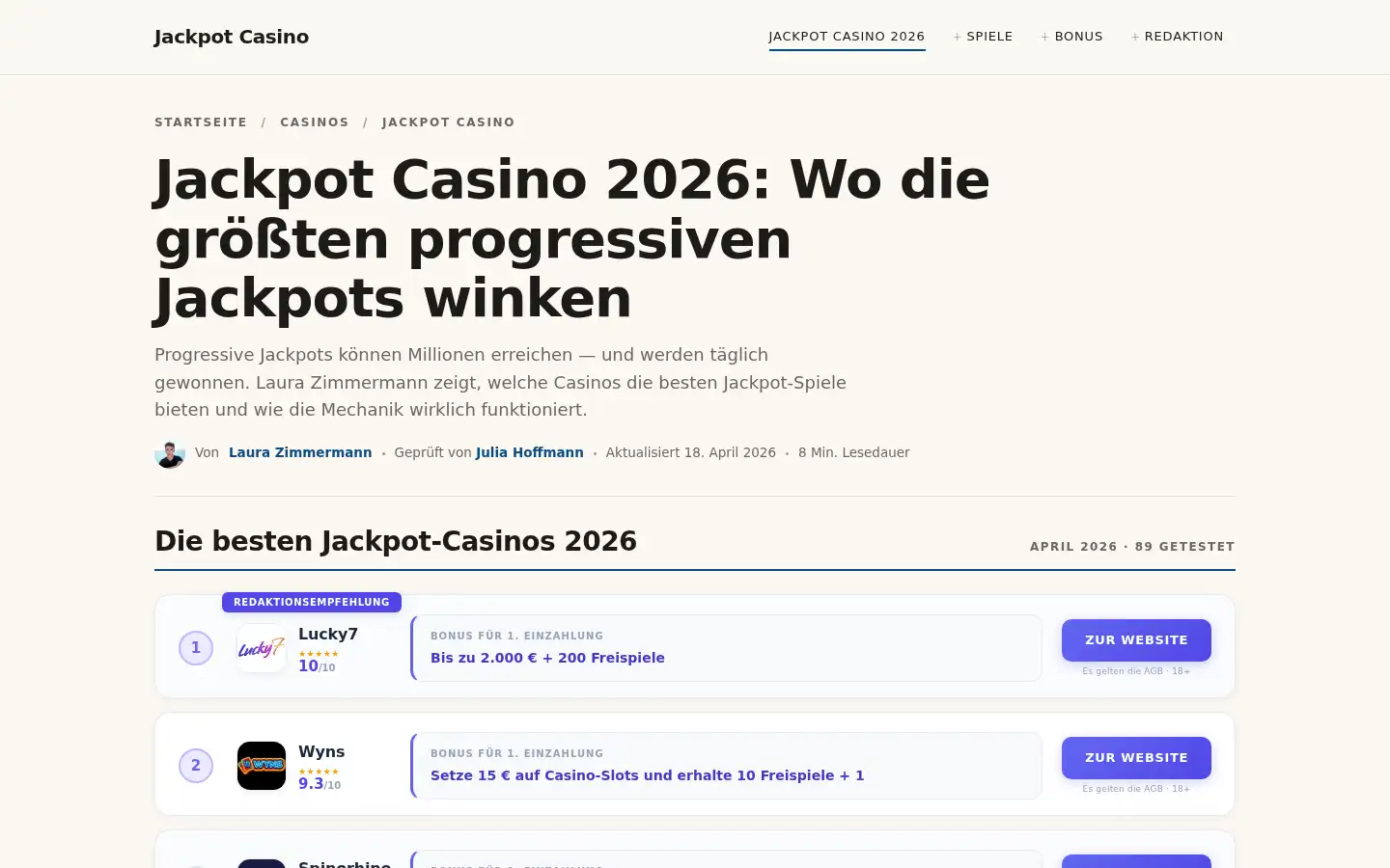 Screenshot of jackpotcasinosite.com