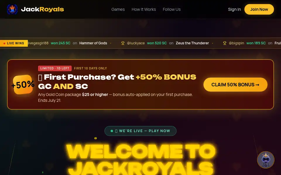 Screenshot of jackroyals.com