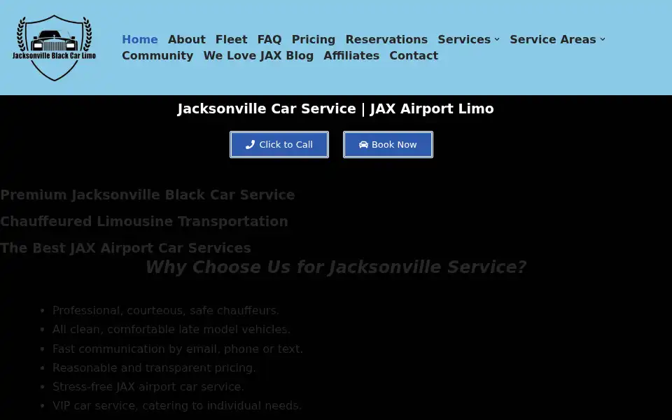 Screenshot of jacksonvilleblackcarlimo.com