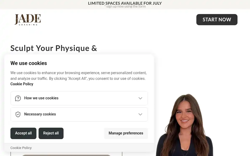 Screenshot of jademcenroecoaching.com