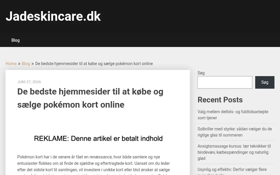 Screenshot of jadeskincare.dk