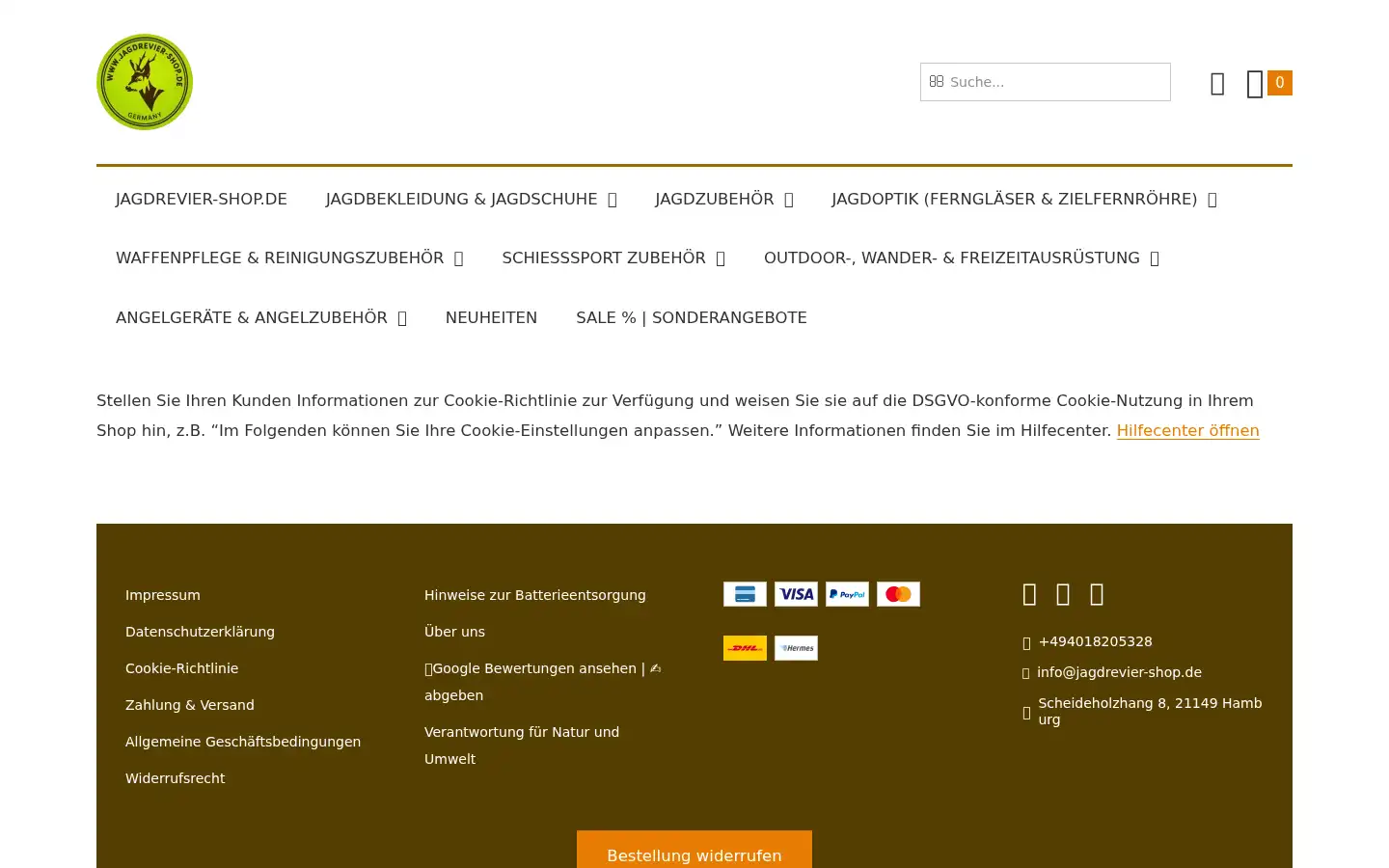 Screenshot of jagdrevier-shop.de