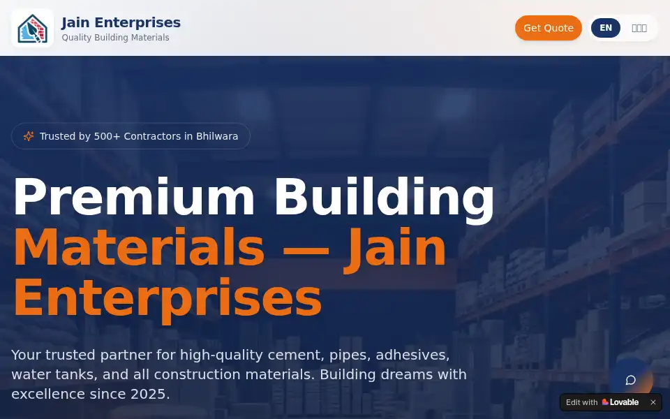 Screenshot of jainenterprises.lovable.app