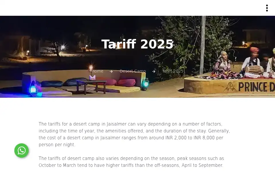 Screenshot of jaisalmerprincedesertcamp.com