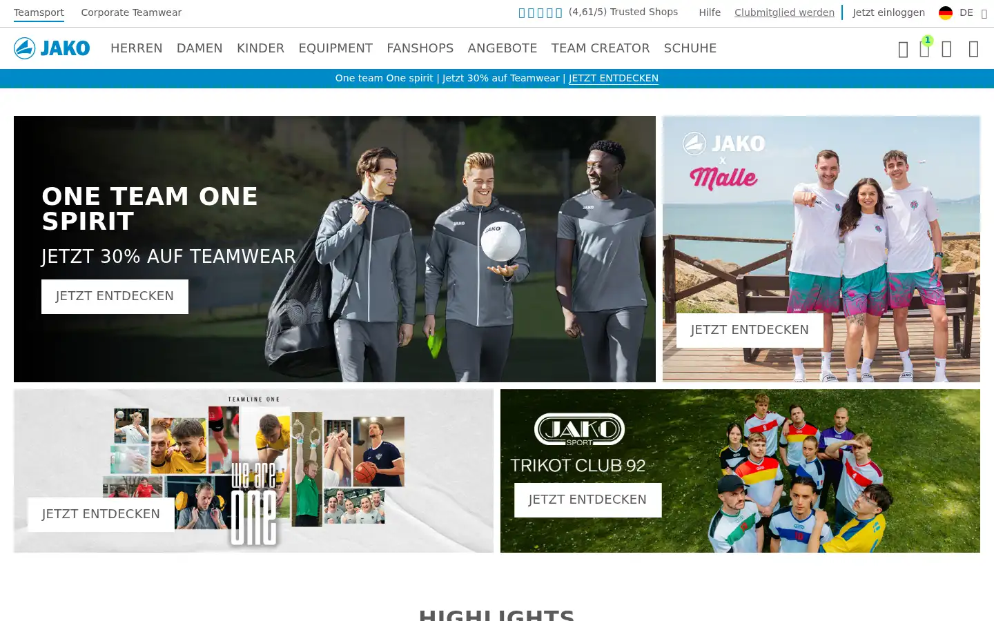Screenshot of jako.com