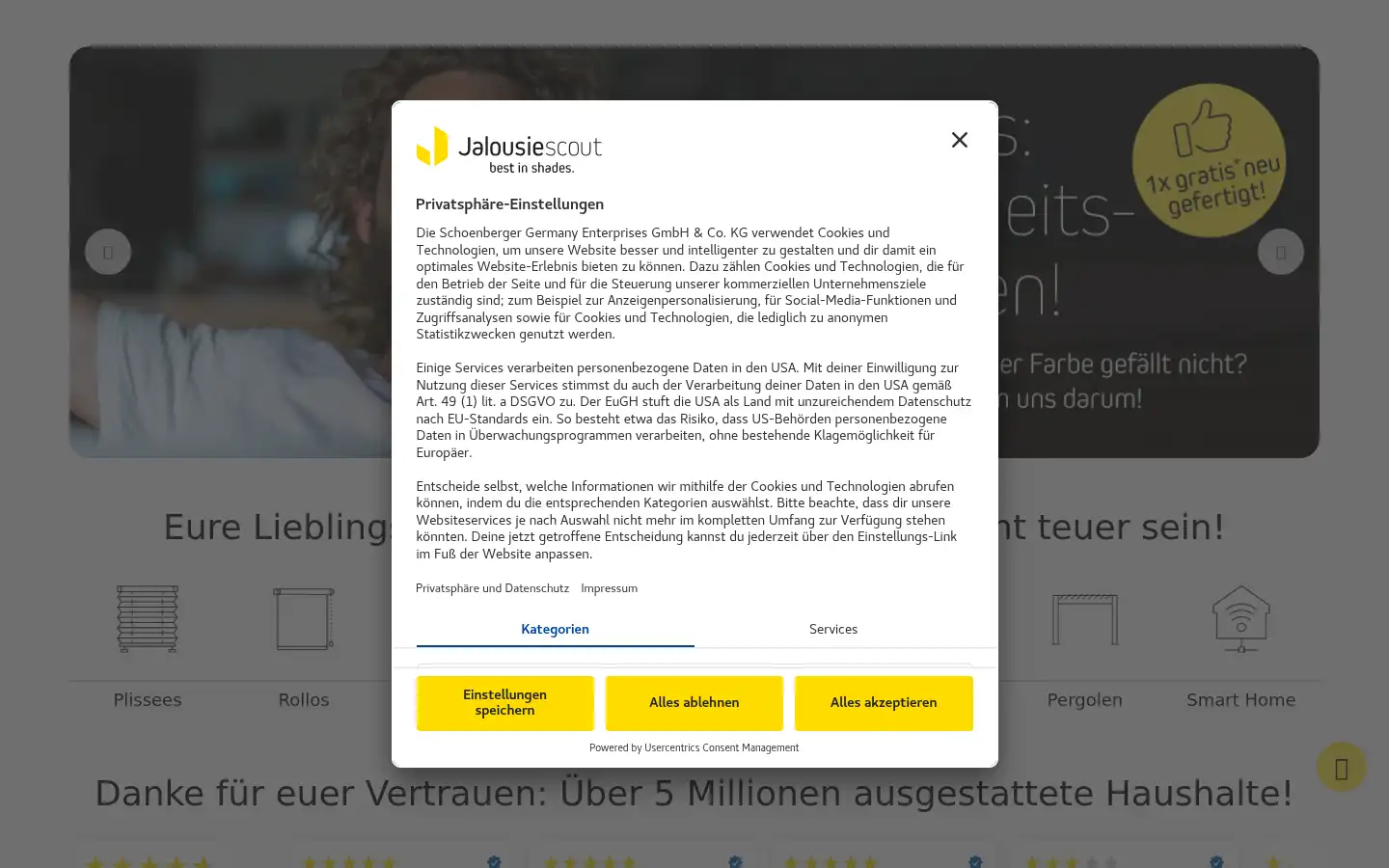 Screenshot of jalousiescout.de
