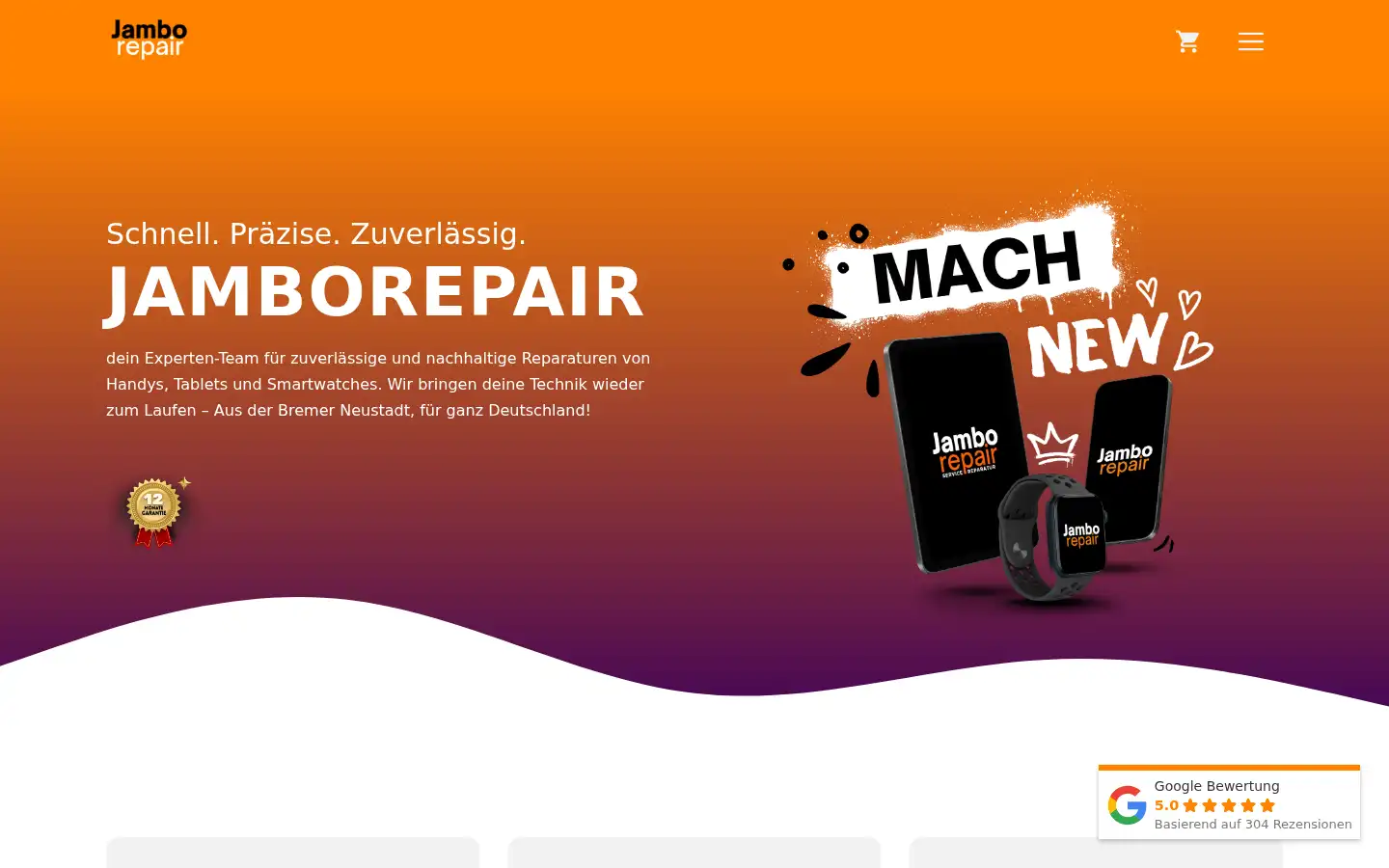 Screenshot of jamborepair.de