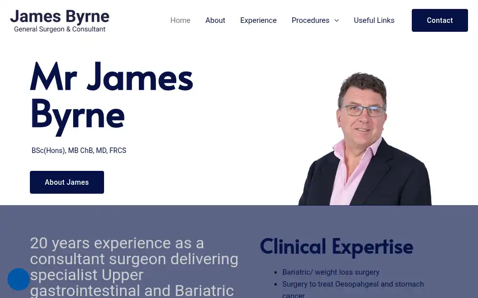 Screenshot of jamesbyrnesurgeon.com