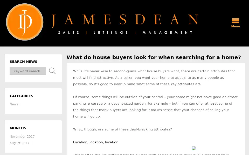 Screenshot of jamesdeanproperty.co.uk