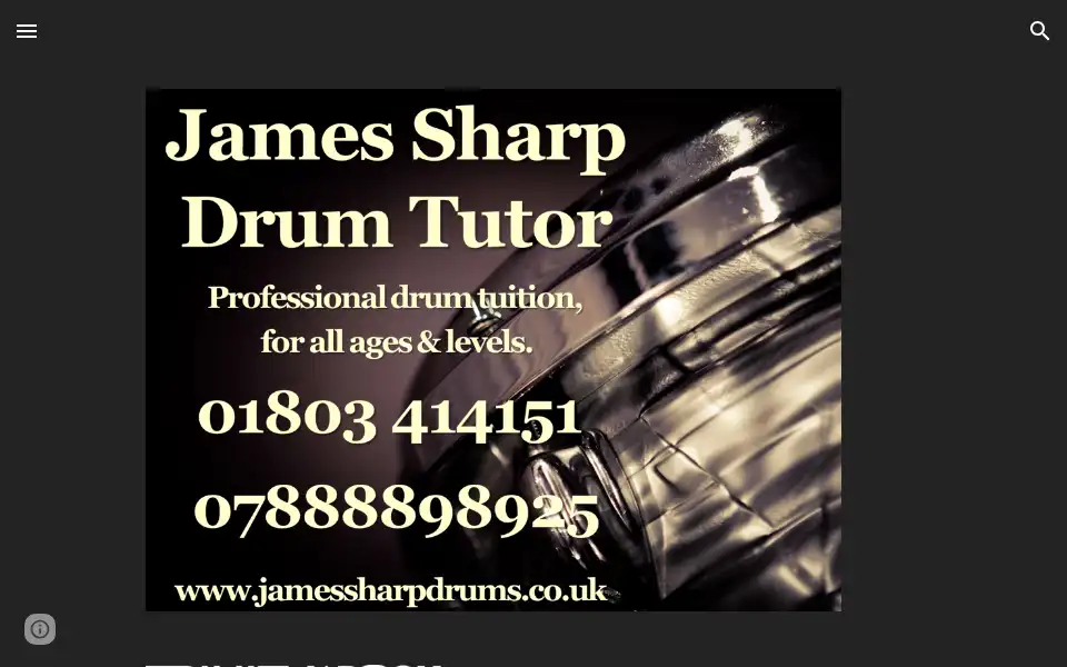 Screenshot of jamessharpdrums.co.uk