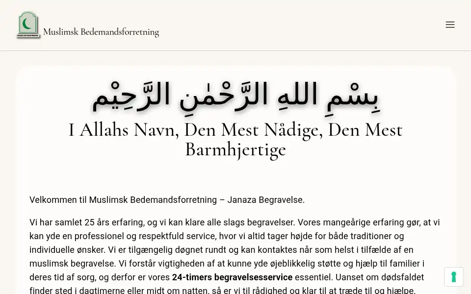 Screenshot of janazabegravelse.dk