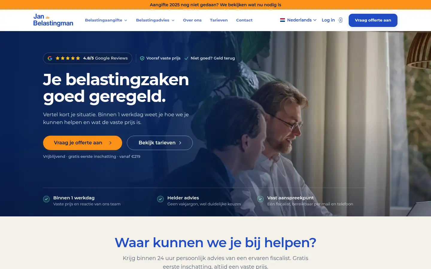 Screenshot of jandebelastingman.nl