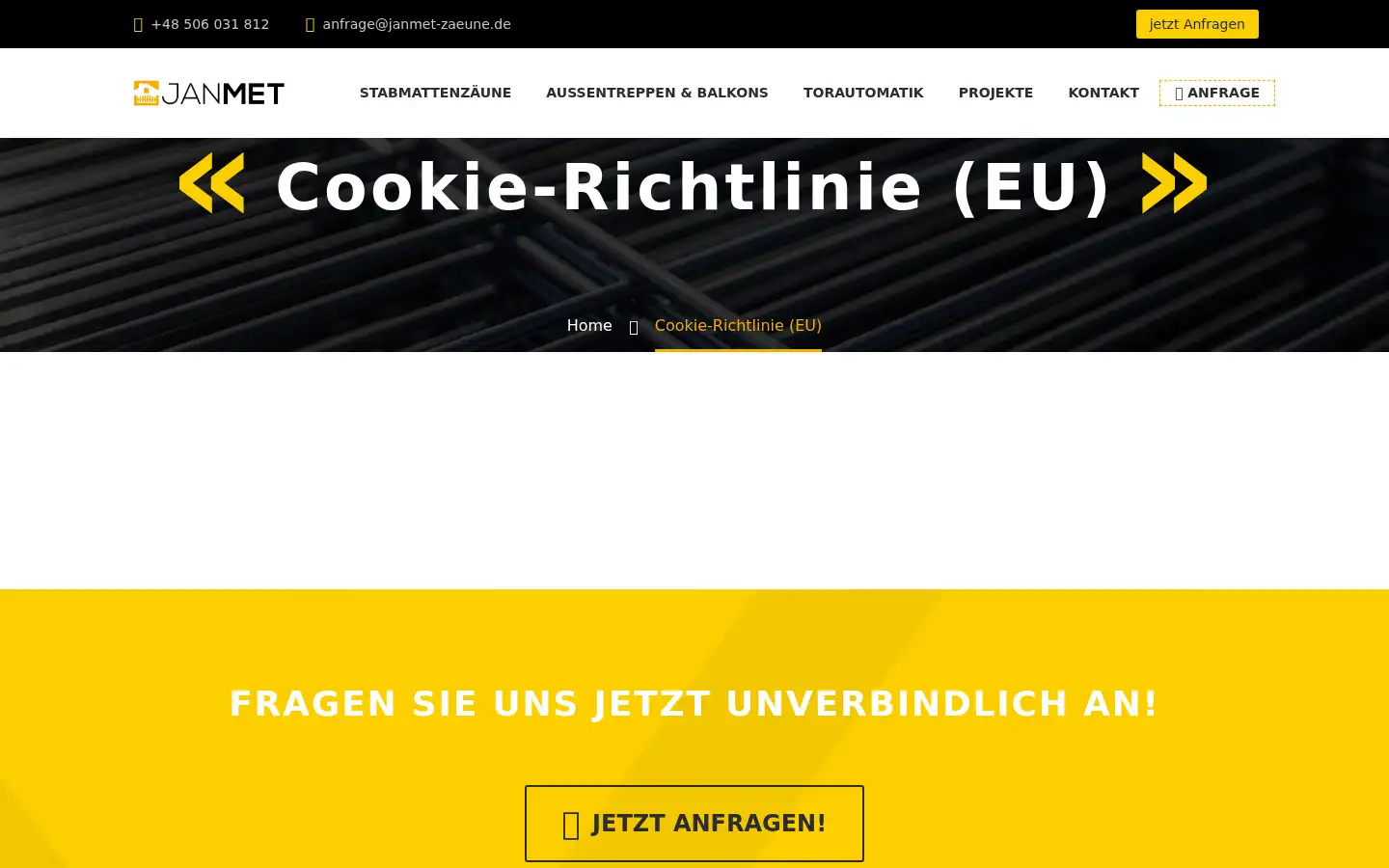 Screenshot of janmet-stabmatten.de