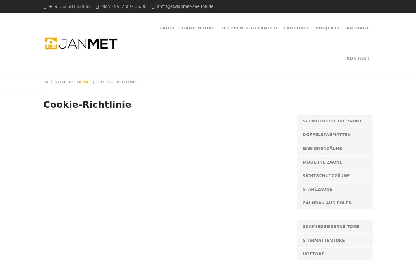 Screenshot of janmet-zaeune.de