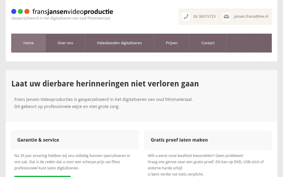 Screenshot of jansenvideoprodukties.nl