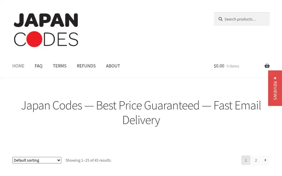 Screenshot of japan-codes.com