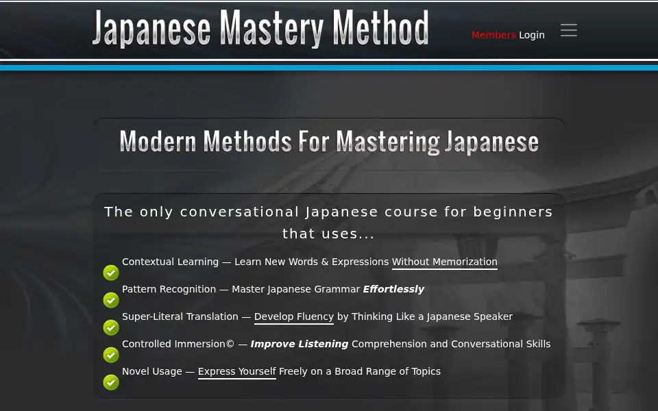 Screenshot of japanesemasterymethod.com