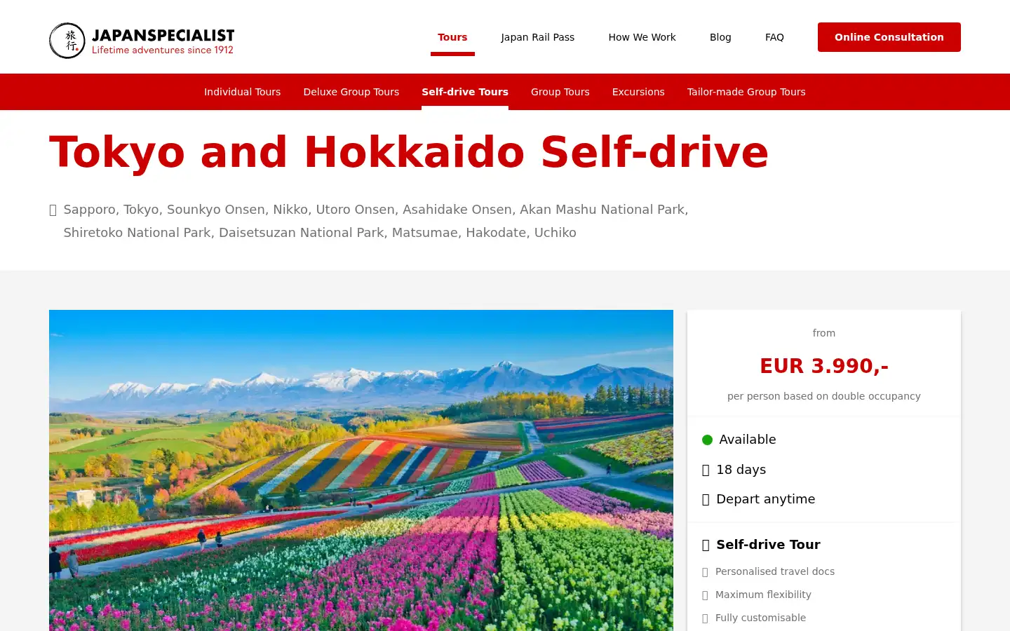 Screenshot of japanspecialist.com
