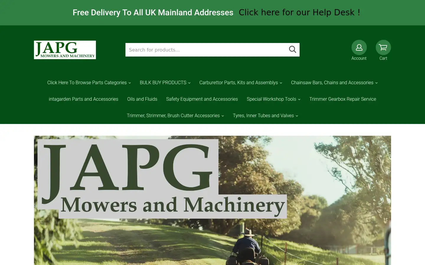 Screenshot of japgmowers.co.uk