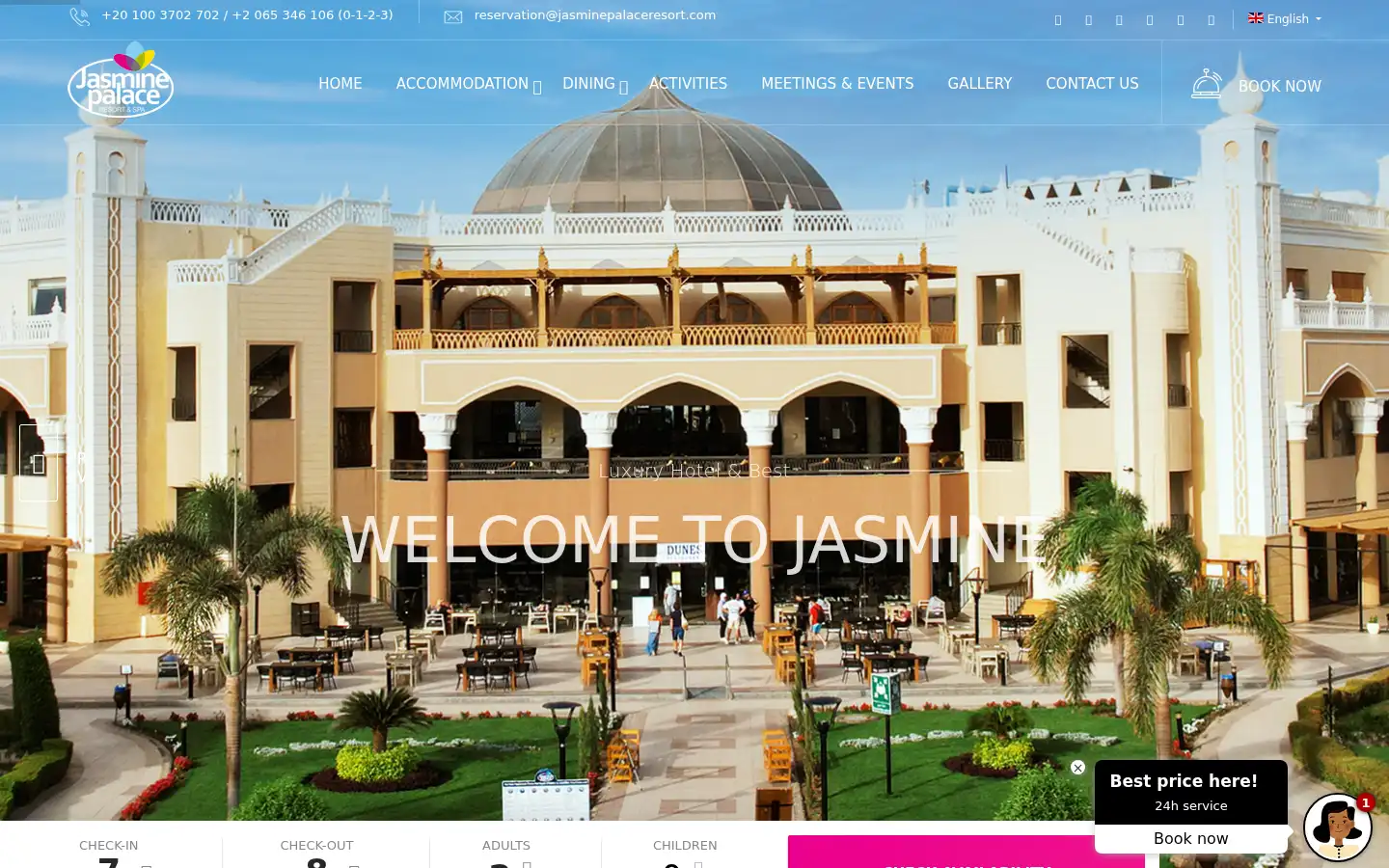 Screenshot of jasminepalaceresort.com