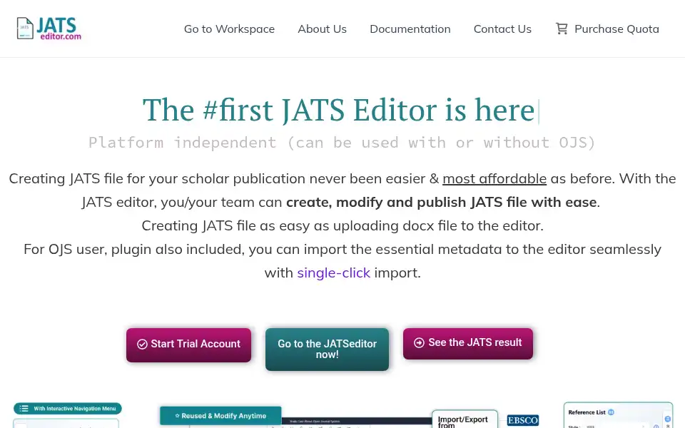 Screenshot of jatseditor.com