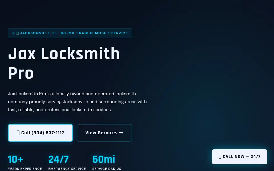 Screenshot of jaxlocksmithpro.com