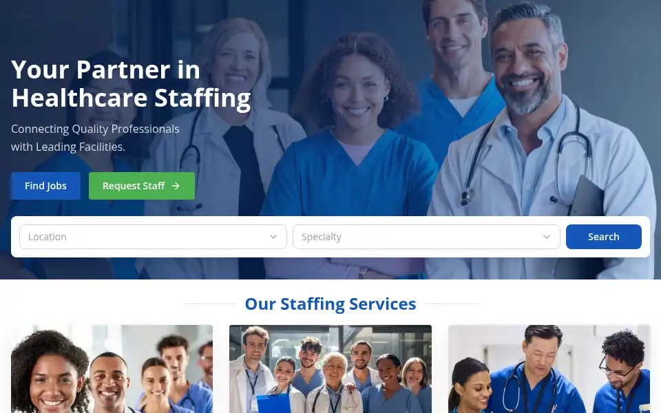 Screenshot of jaykaymedicalstaffing.com