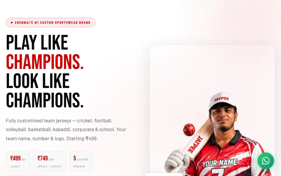 Screenshot of jaypeesportswear.com