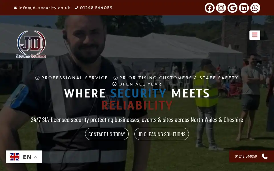 Screenshot of jd-security.co.uk