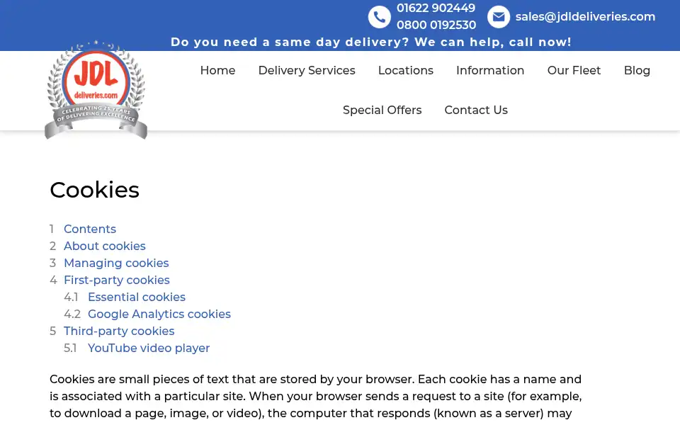 Screenshot of jdldeliveries.com