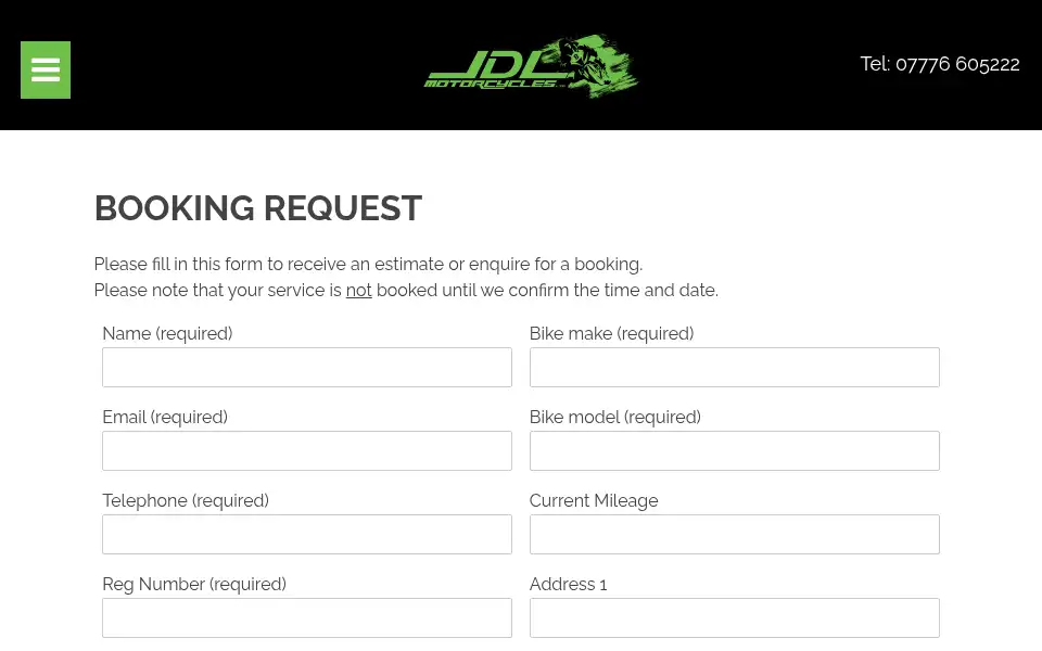 Screenshot of jdlmotorcycles.co.uk