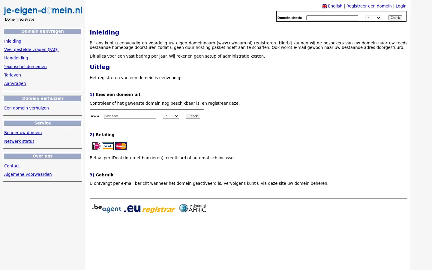 Screenshot of je-eigen-domein.nl