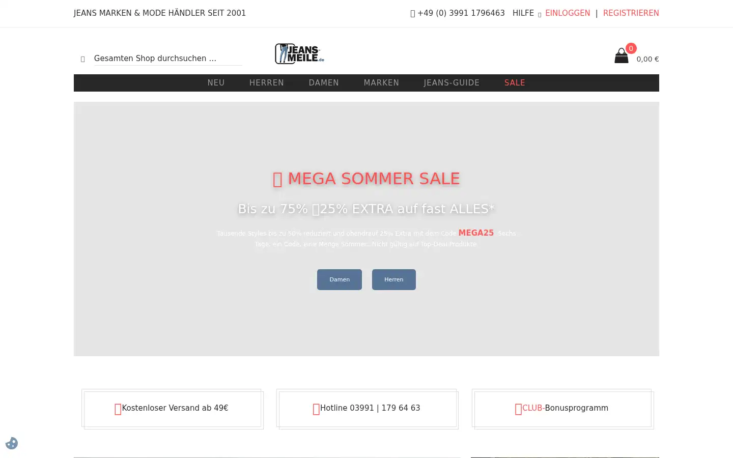 Screenshot of jeans-meile.de
